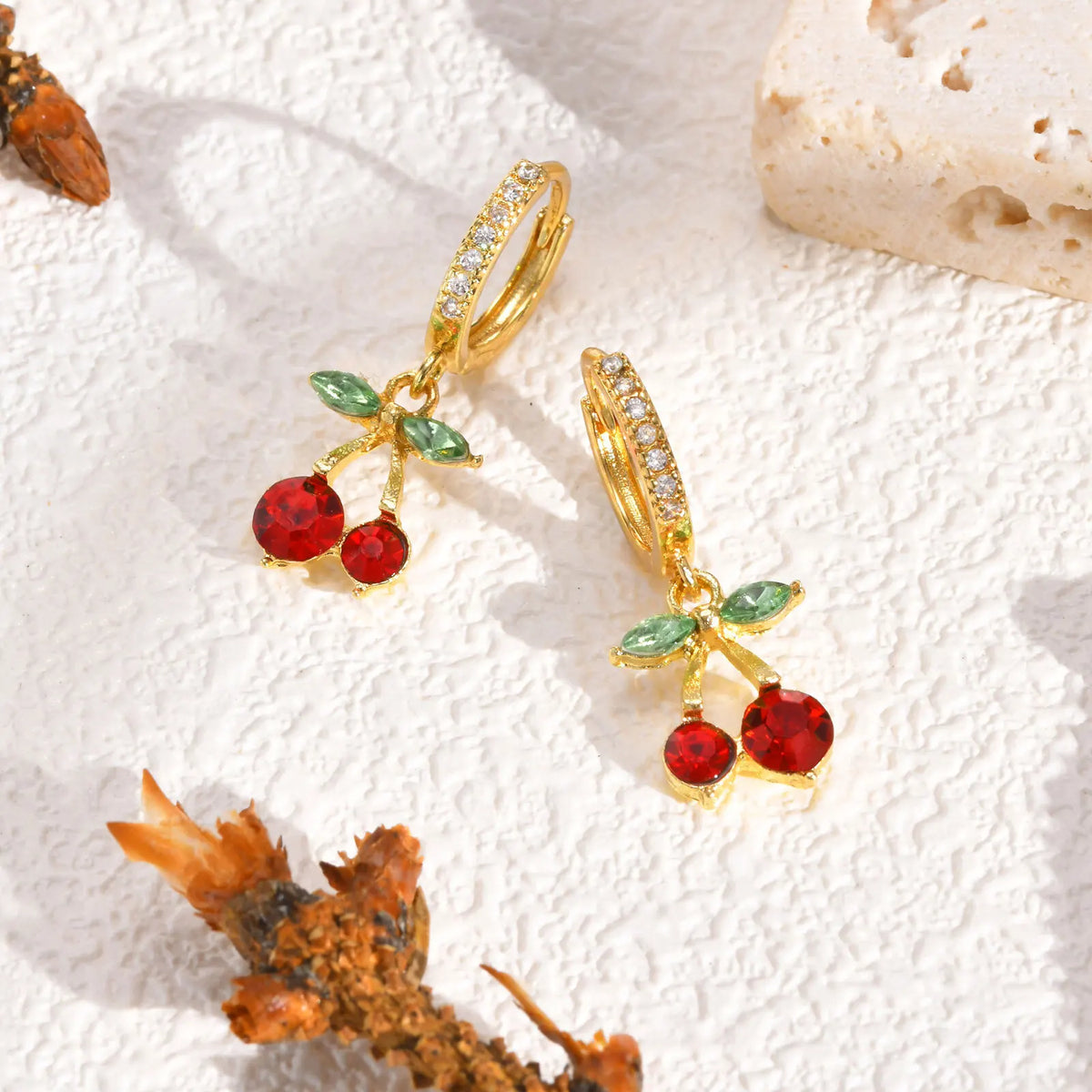 Cherry Zirconia Dangle Earrings