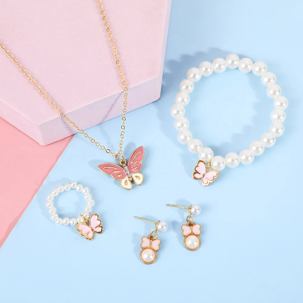 Butterfly Pearl Necklace & Ring Set