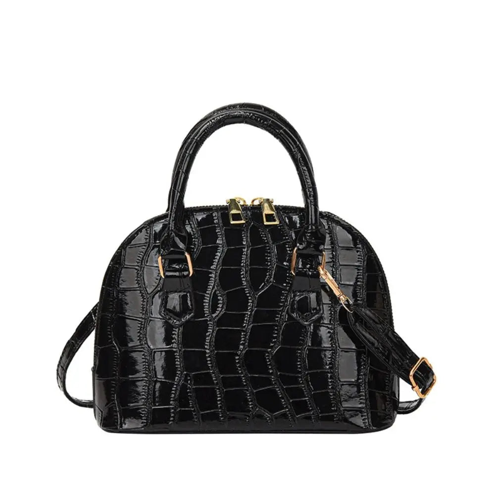 Crocodile-Pattern PU Shell Bag