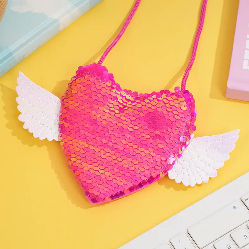 Sequin Heart Coin Shoulder Purse