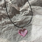 Red Heart Glass Pendant Necklace