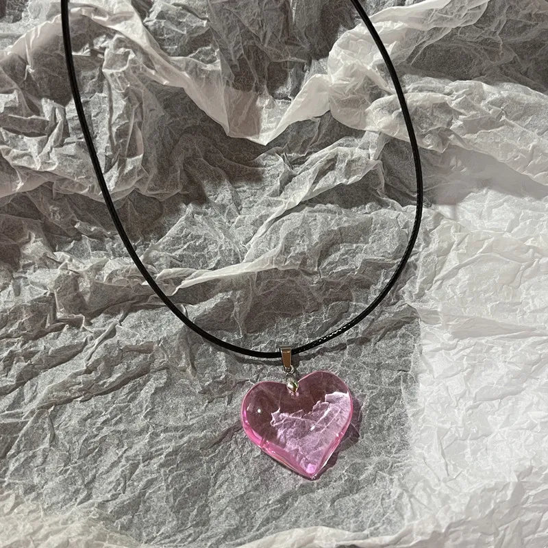 Red Heart Glass Pendant Necklace