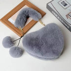 Faux Rabbit Fur Heart Crossbody Bag