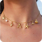 Gold Letter Copper Pendant Necklace