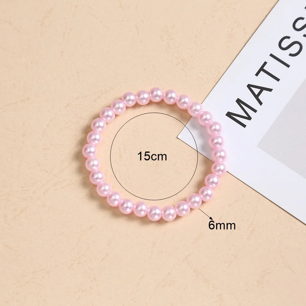 Pink Imitation Pearl Bracelet