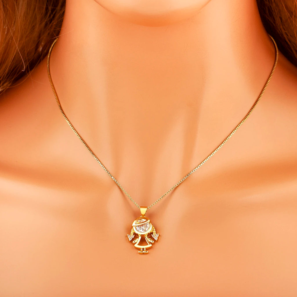 Son Daughter Zircon Pendant Necklace