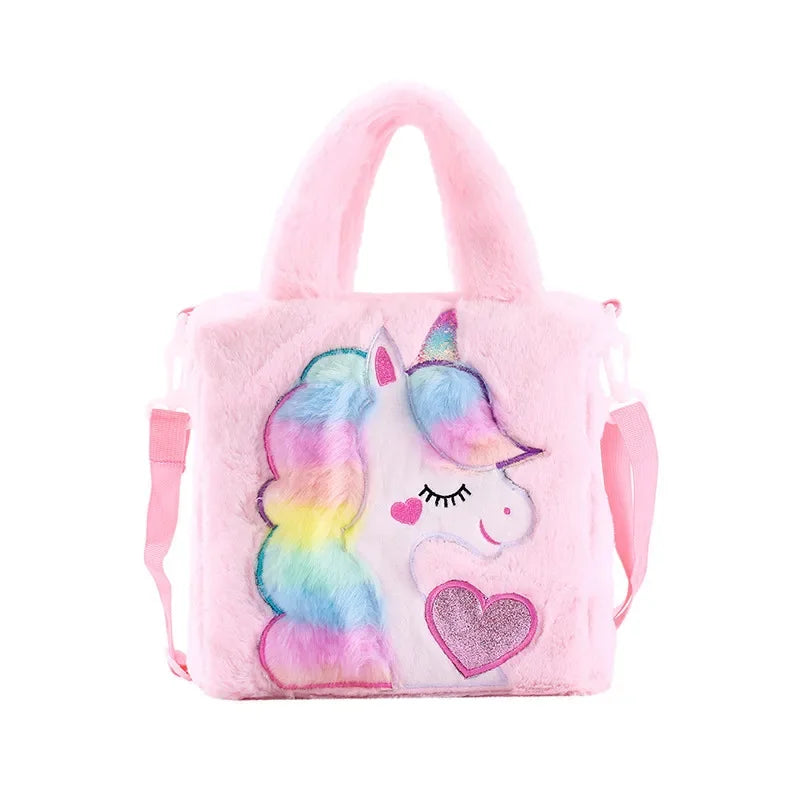 Cartoon Embroidered Plush Crossbody Bag