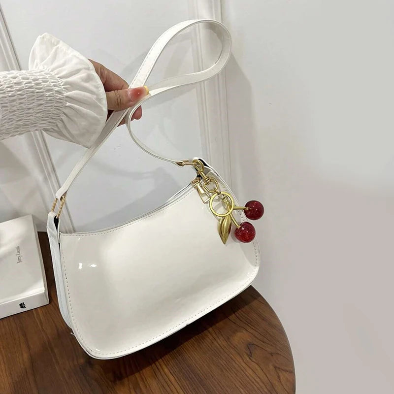 Cherry Pendant Flap Shoulder Bag