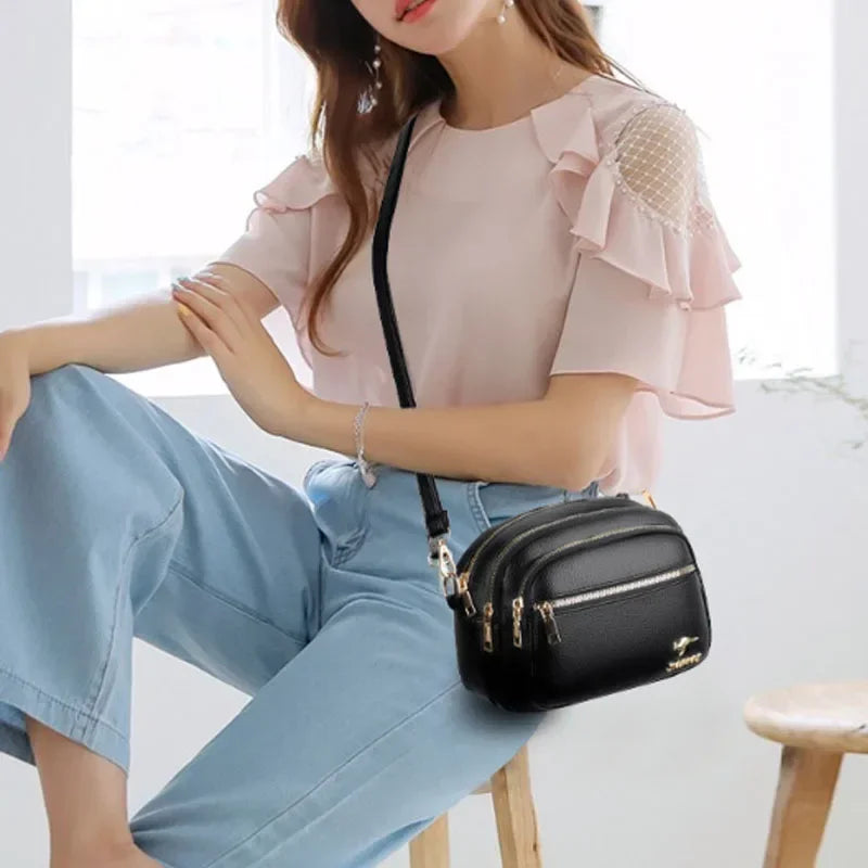 Multi-Pocket PU Shoulder Bag