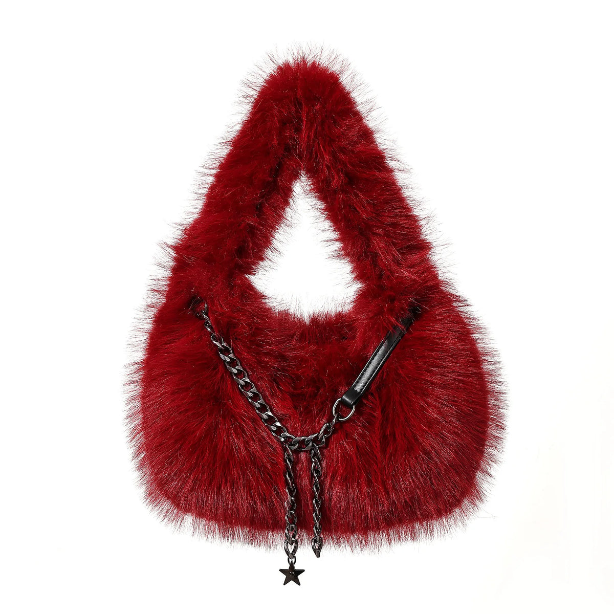 Faux Fur Chain Handbag