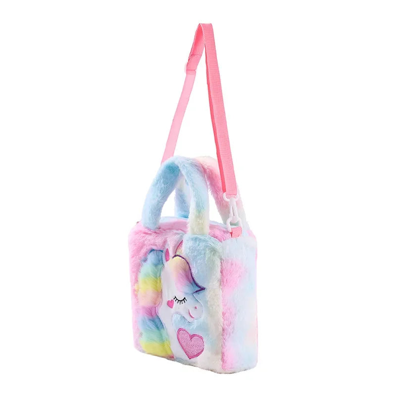 Cartoon Embroidered Plush Crossbody Bag