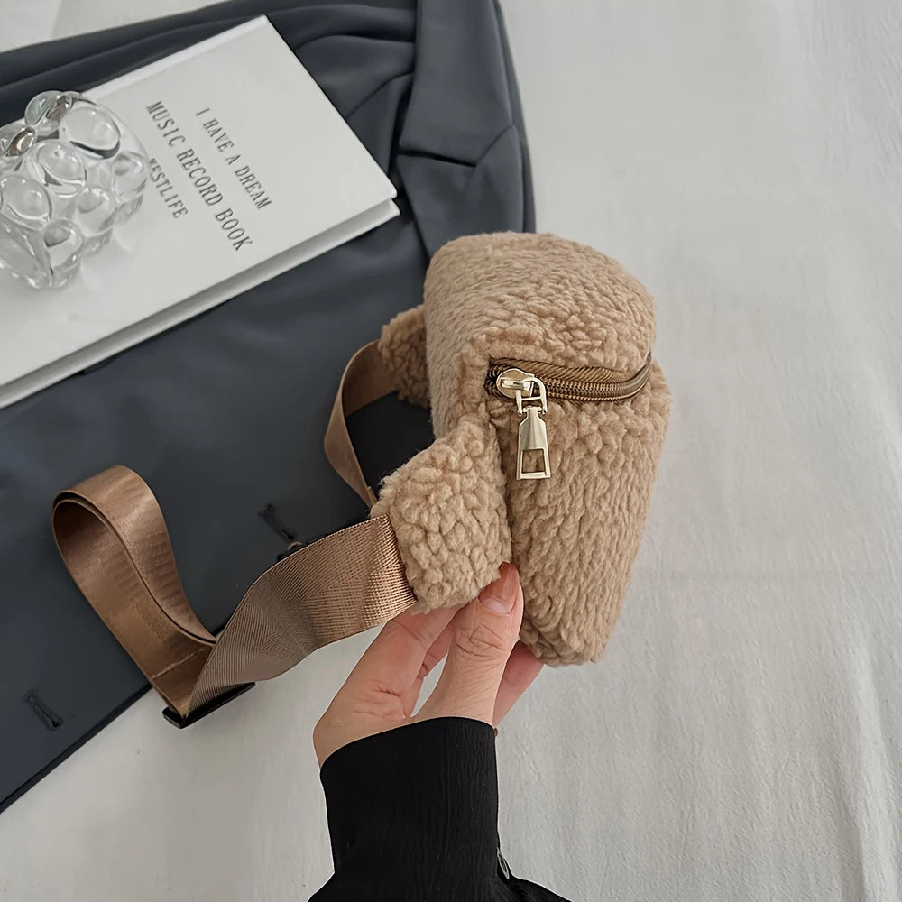 Lamb Wool Crossbody Chest Bag