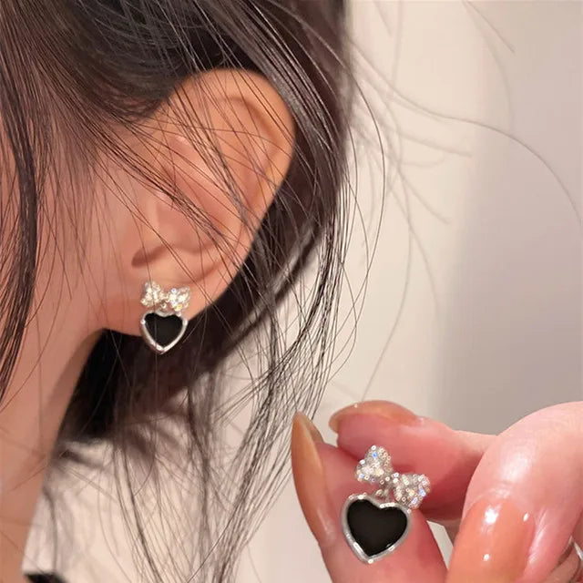 Zircon Black Love Earrings