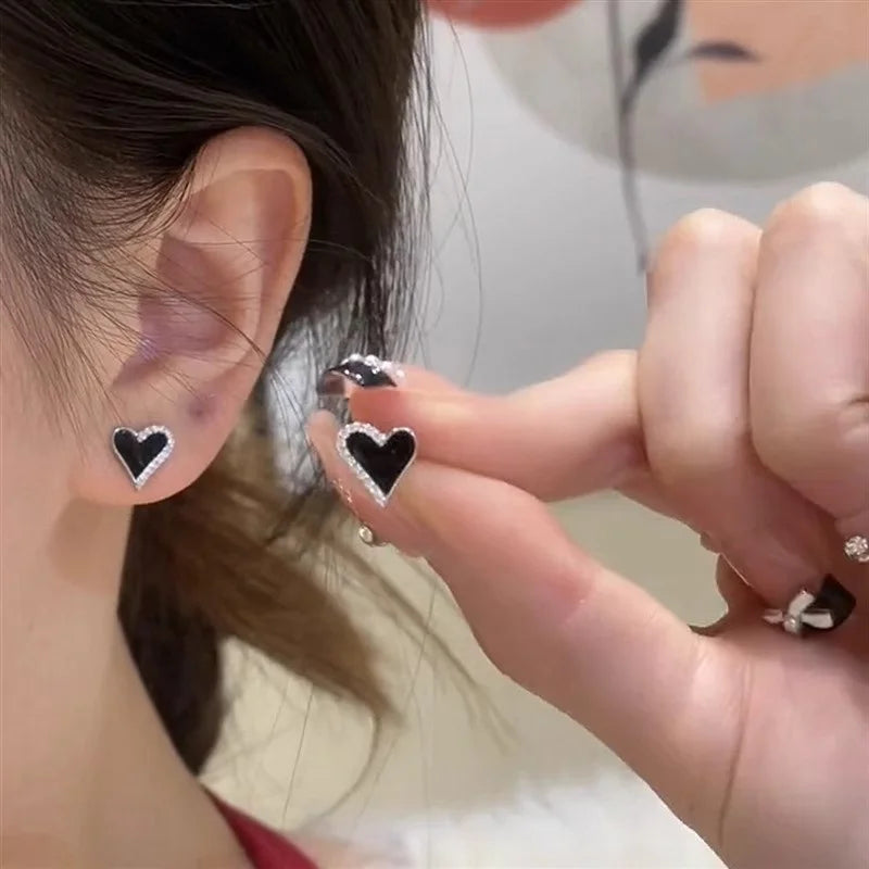Zircon Black Love Earrings