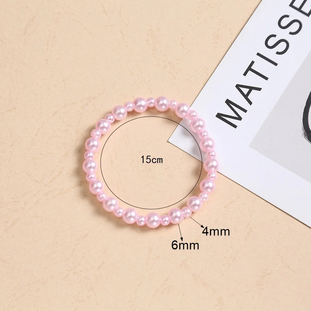 Pink Imitation Pearl Bracelet