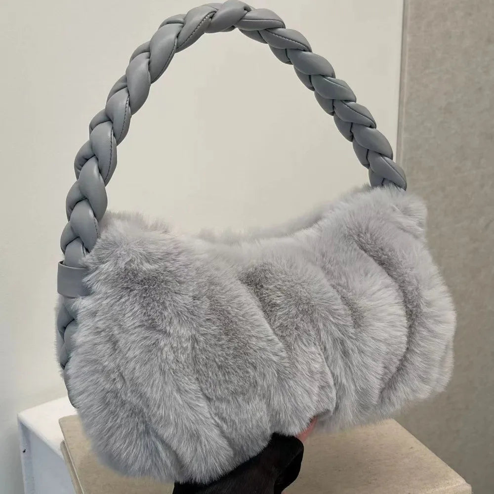 Plush Zip Hobo Shoulder Bag