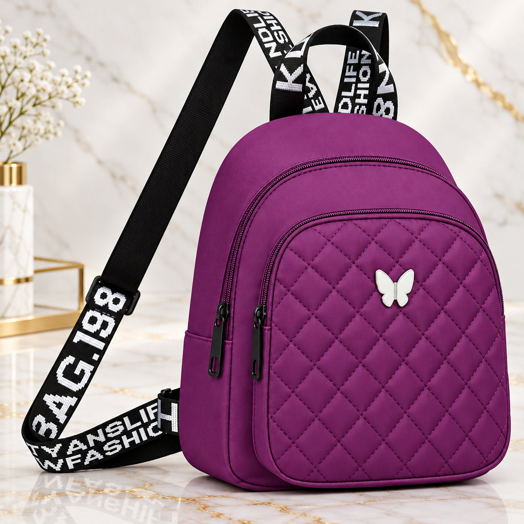 Multi-color Quilted Butterfly Backpack