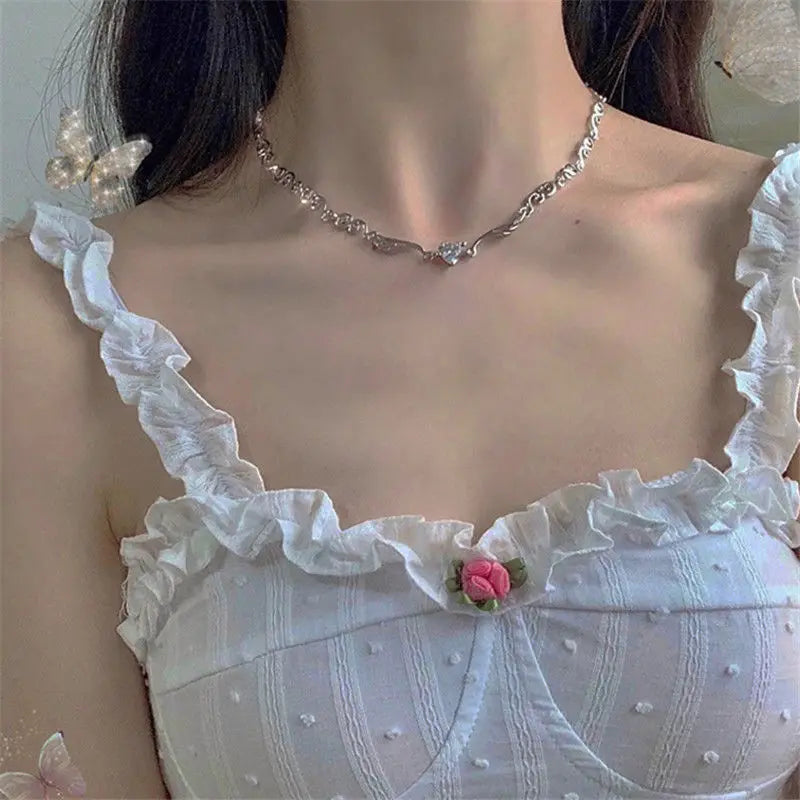 Angel Wings Heart Pendant Necklace