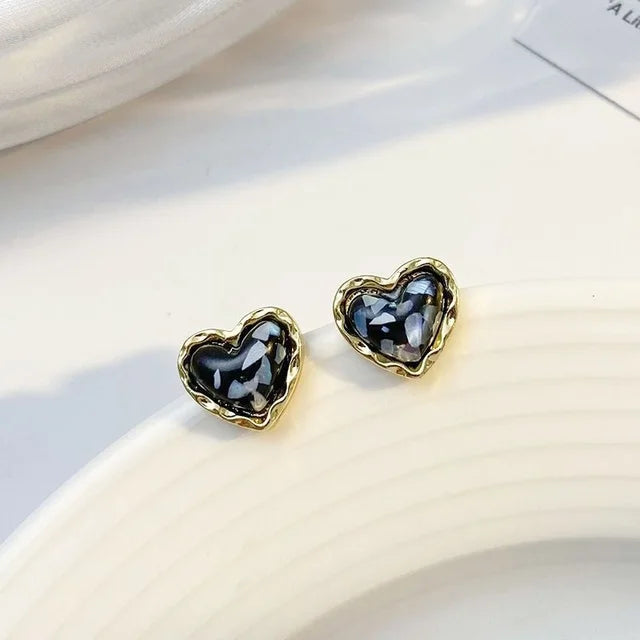 Zircon Black Love Earrings