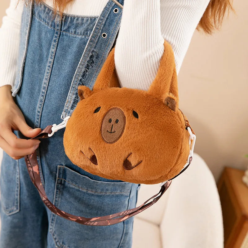 Plush Capybara Crossbody Bag