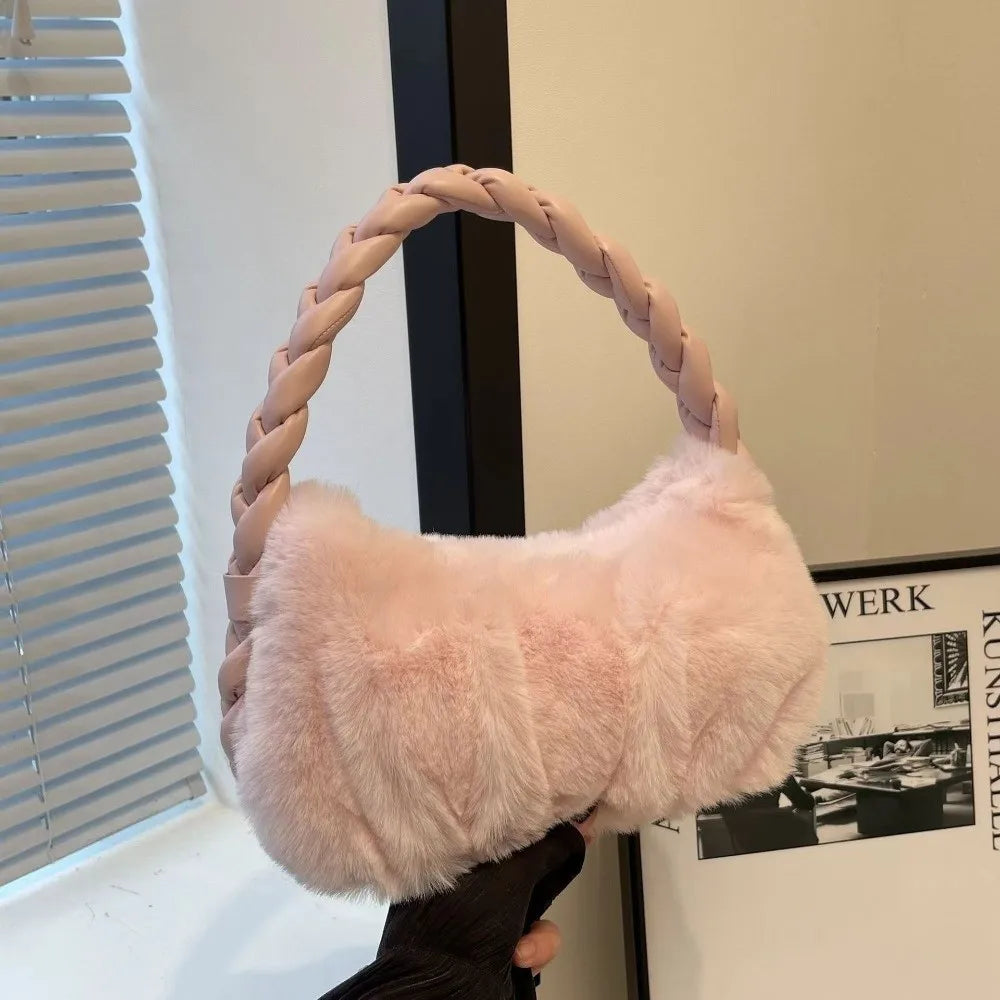 Plush Zip Hobo Shoulder Bag