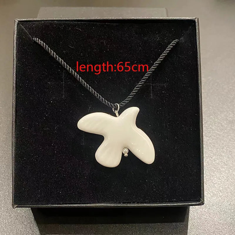 White Peace Dove Pendant Necklace