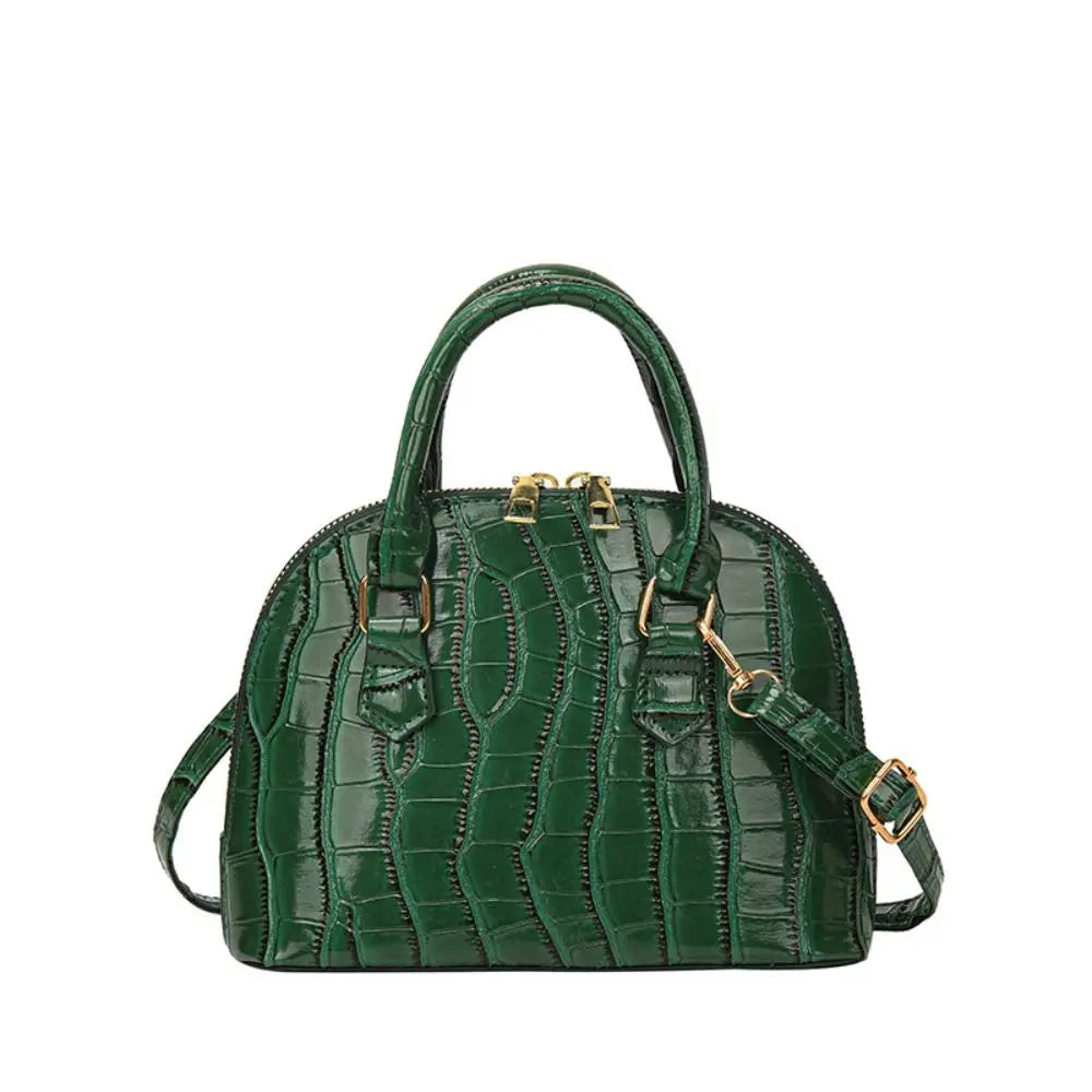 Crocodile-Pattern PU Shell Bag
