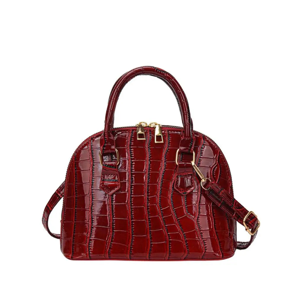 Crocodile-Pattern PU Shell Bag