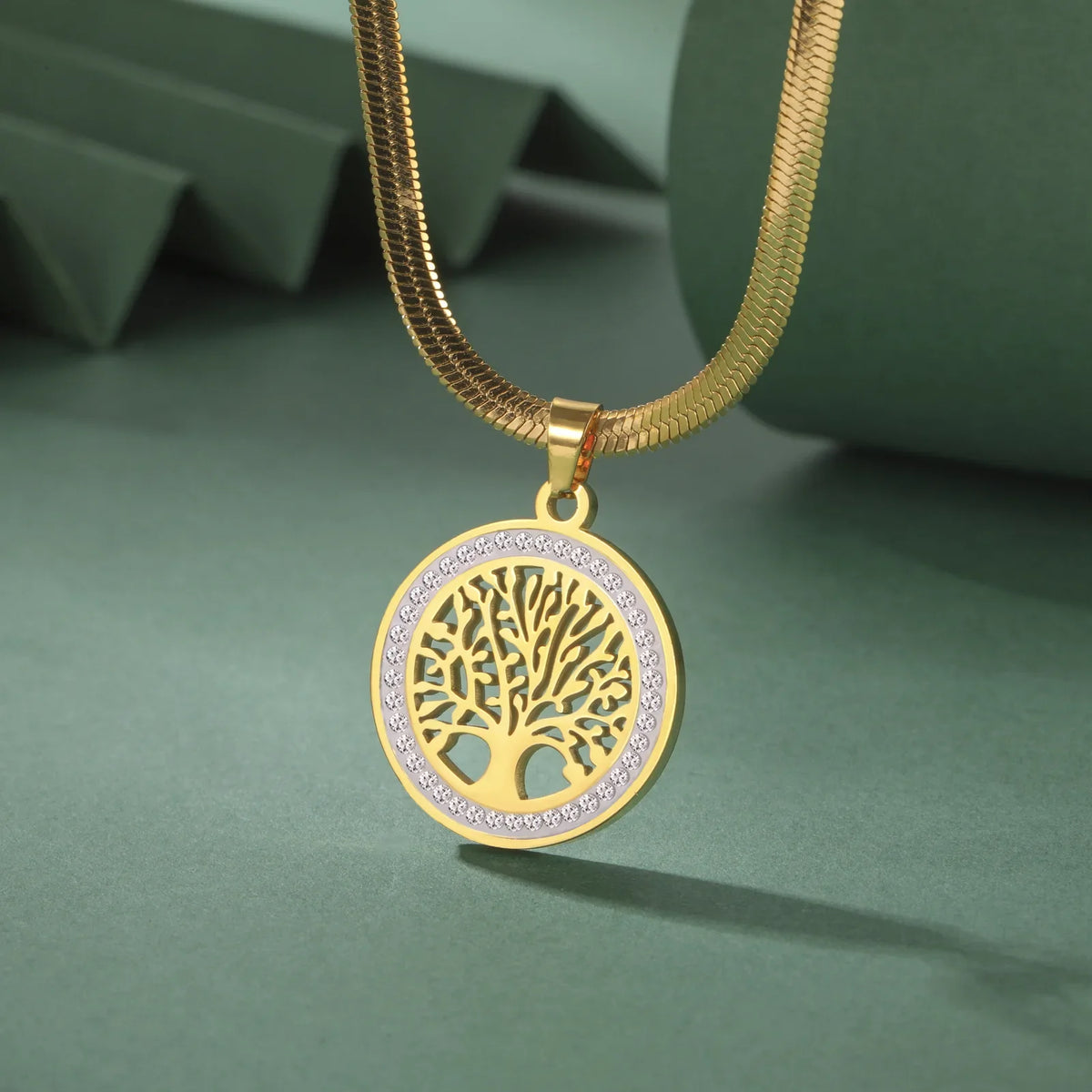 Tree Life Rhinestone Pendant Necklace