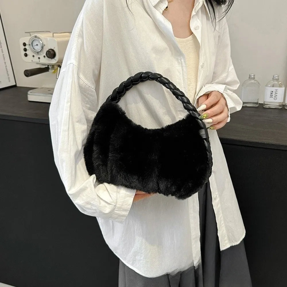Plush Zip Hobo Shoulder Bag