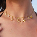 Gold Letter Copper Pendant Necklace