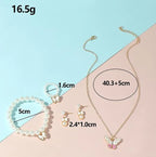 Butterfly Pearl Necklace & Ring Set