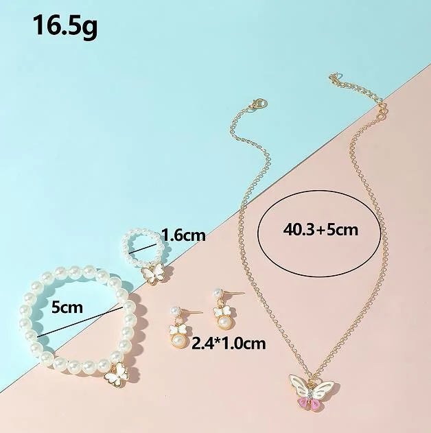 Butterfly Pearl Necklace & Ring Set