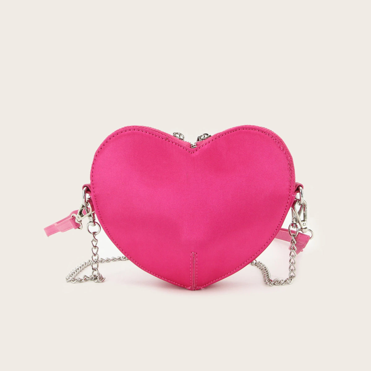 Pink Heart-Shaped Diamond Crossbody Bag