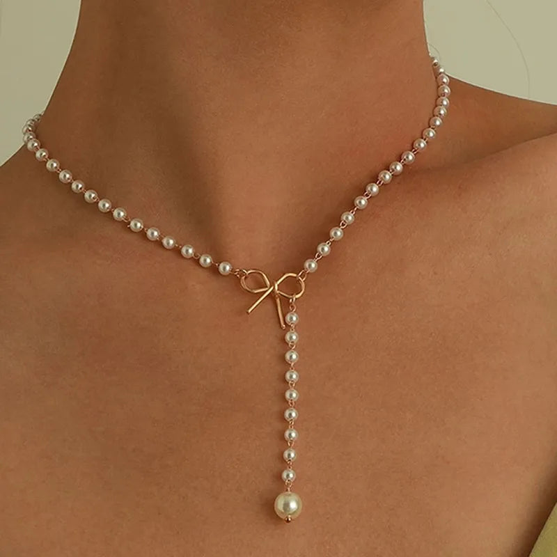 Imitation Pearl Tassel Necklace