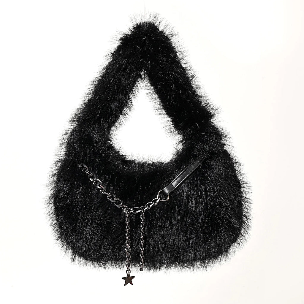 Faux Fur Chain Handbag