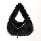 Faux Fur Chain Handbag