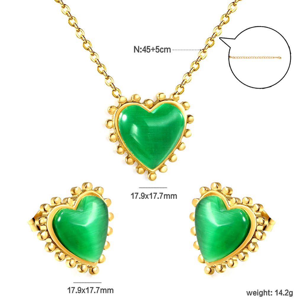 Vintage Heart Necklace & Earring Set