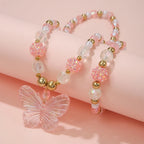 Pink Butterfly Necklace & Bracelet Set