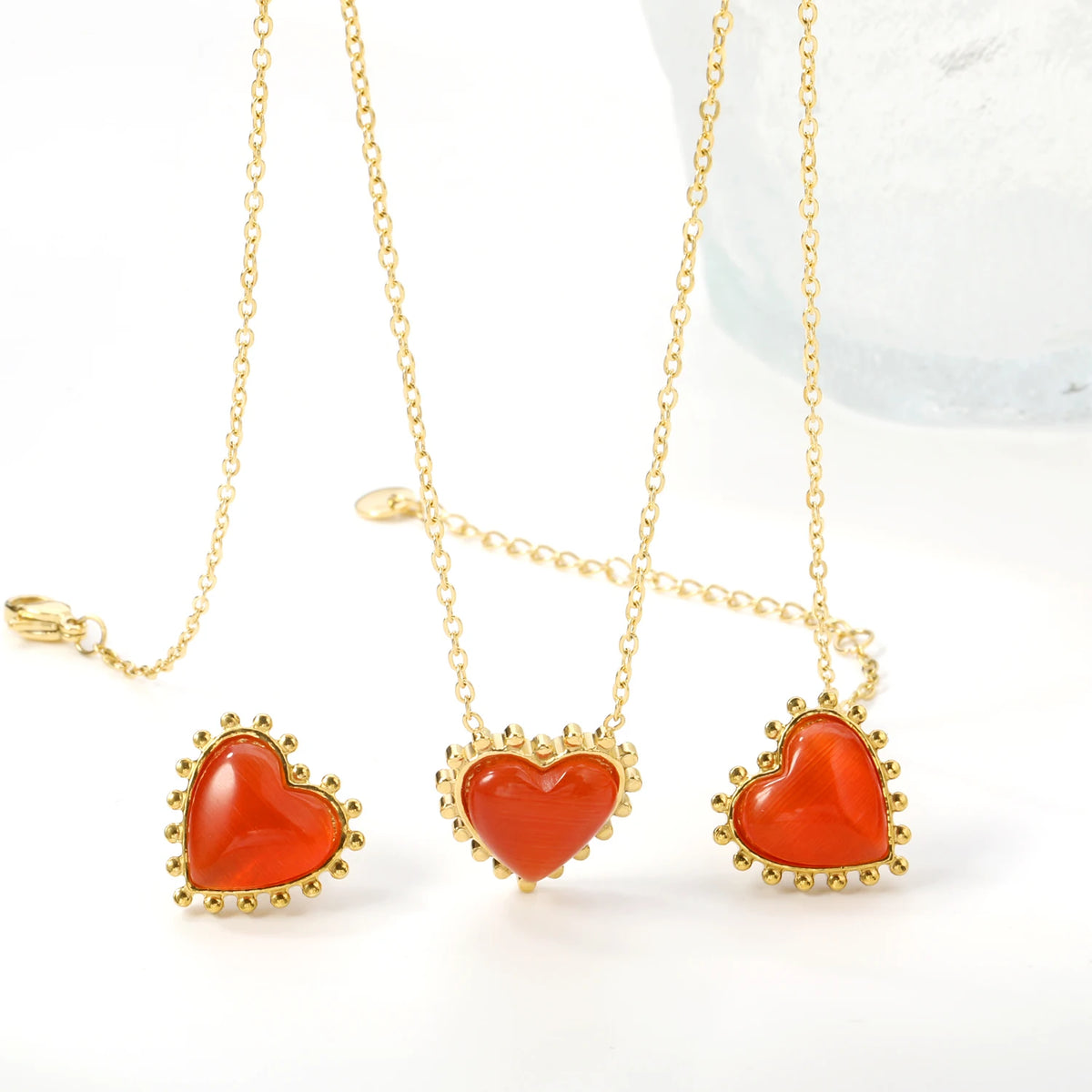 Vintage Heart Necklace & Earring Set