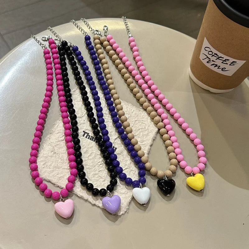 Colorful Beads Resin Pendant Necklace