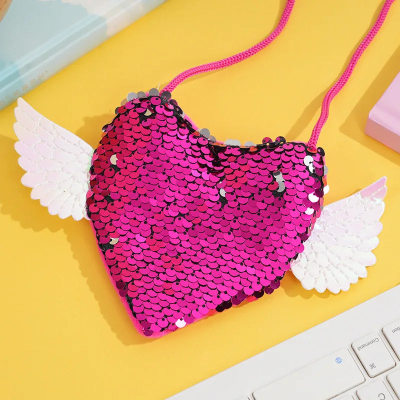 Sequin Heart Coin Shoulder Purse