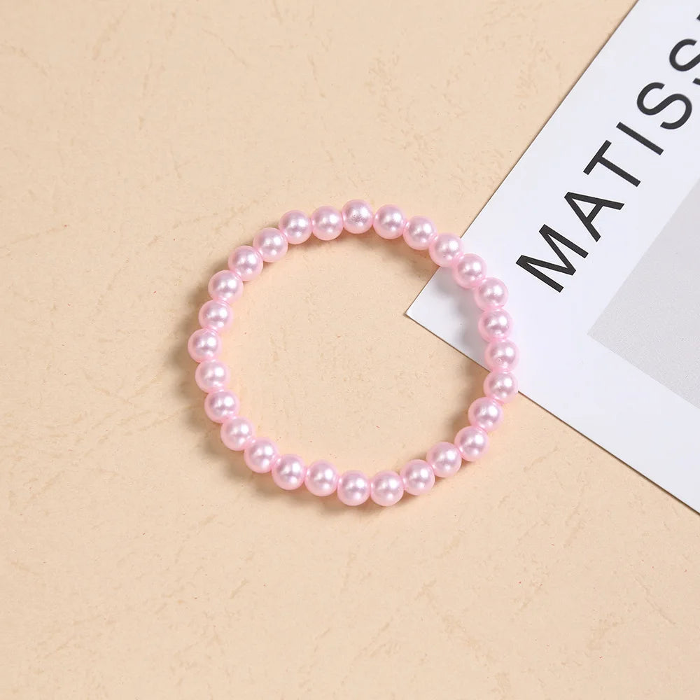 Pink Imitation Pearl Bracelet