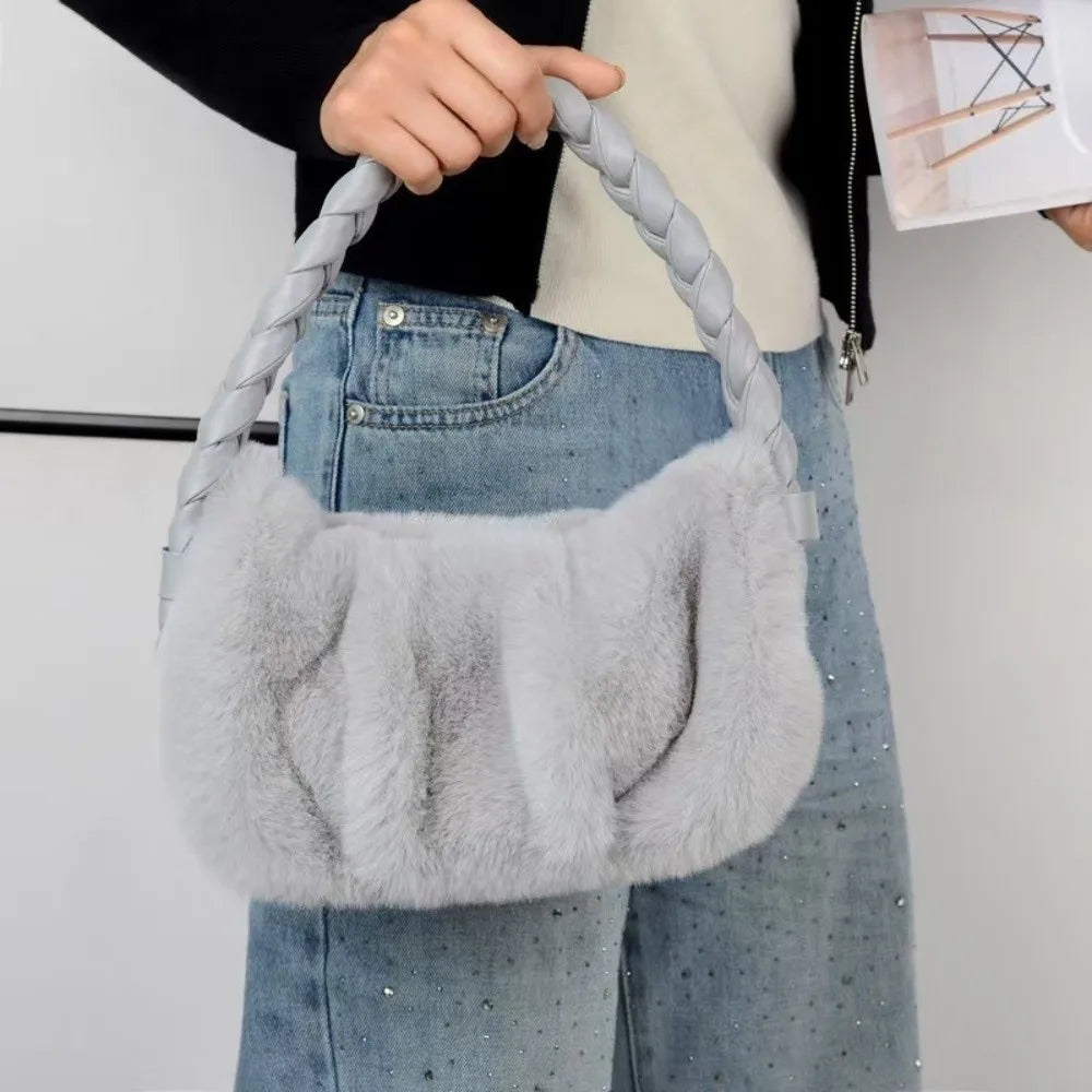 Plush Zip Hobo Shoulder Bag
