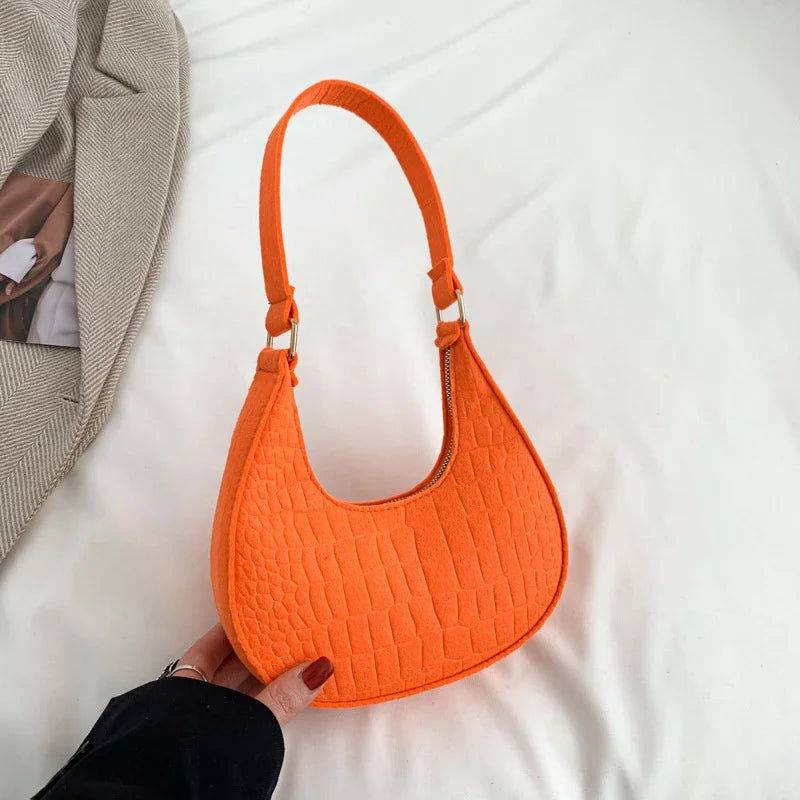 Felt Half-Moon Shoulder Bag