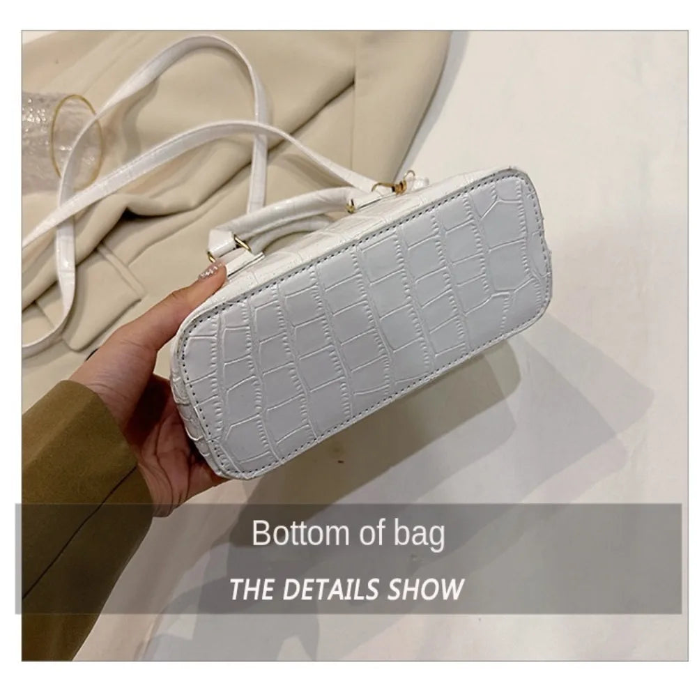 Crocodile-Pattern PU Shell Bag