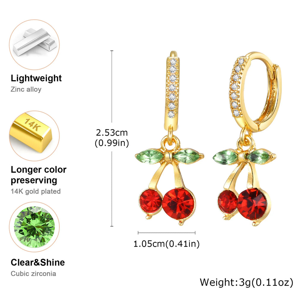 Cherry Zirconia Dangle Earrings