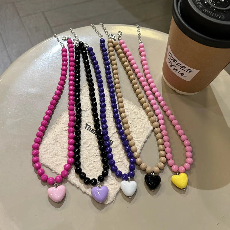 Colorful Beads Resin Pendant Necklace