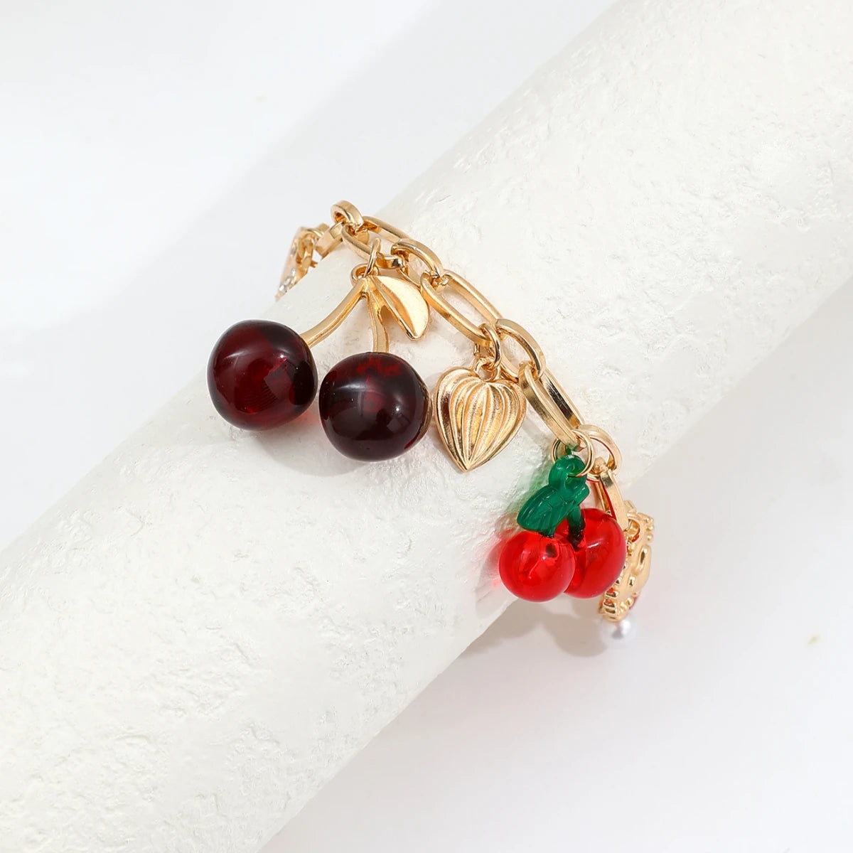 Handmade Cherry Bow Bracelet