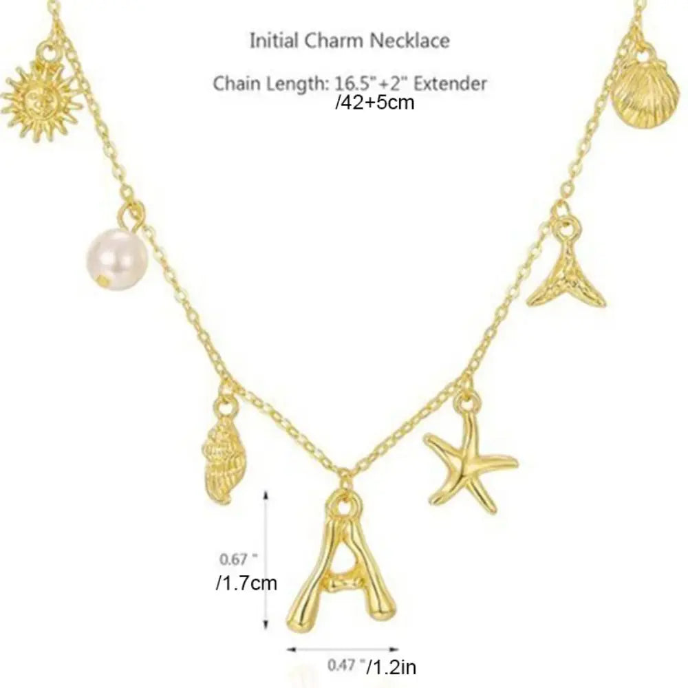 Gold Letter Copper Pendant Necklace